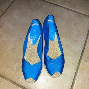 Ralph Lauren jewel blue silk espadrilles